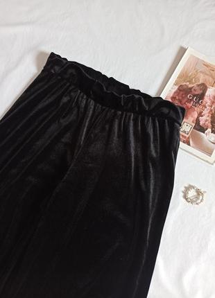 Черные бархатные/велюровые брюки палаццо/широкие6 фото