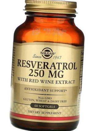 Ресвератрол solgar resveratrol 250 mg with red wine extract 60...