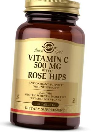 Вітамін с solgar vitamin c 500 mg with rose hips 100 tabs1 фото