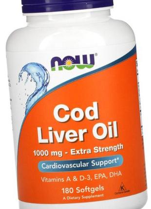 Жир печінки тріски now cod liver oil 180 softgels6 фото