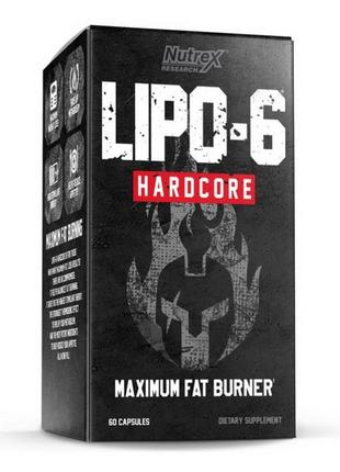 Жироспалювач nutrex lipo-6 hardcore 60 caps