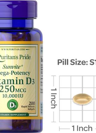 Вітамін д3 puritan's pride vitamin d3 250 mcg 100 гел капс