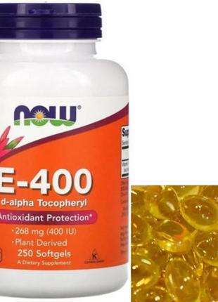 Вітамін е now foods e-400 d-alpha tocopheryl 250 капсул