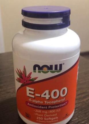 Вітамін е now foods e-400 d-alpha tocopheryl 250 капсул3 фото