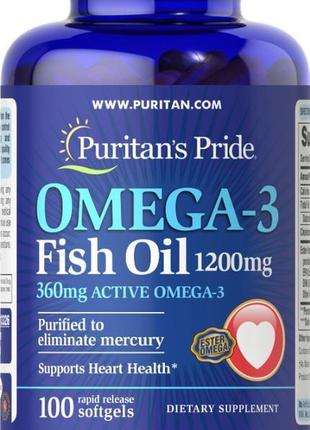 Омега 3 жирні кислоти puritan's pride omega-3 fish oil 1200 mg...