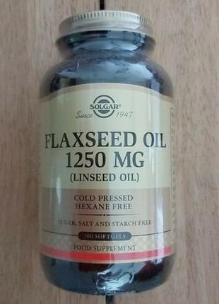 Олія насіння льону солгар solgar flaxseed oil 1250 mg 100 капсул