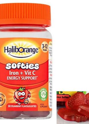 Дитячий вітамін с із залізом haliborange softies iron + vit c ...