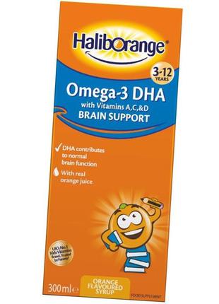 Сироп для підтримки мозку haliborange omega-3 dha vits a,c&d; ...