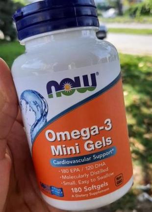 Омега-3 now omega-3 mini gels 180 міні капс