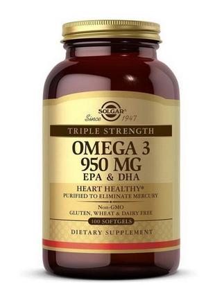 Омега 3 solgar omega 3 950 mg epa dha 100 капсул риб'ячий жир