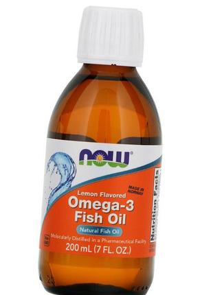 Омега 3 рідкі now omega-3 fish oil 200 мл лимон