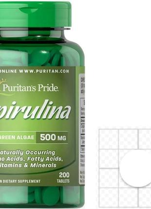 Спіруліна puritan's pride spirulina 500 mg 200 таб