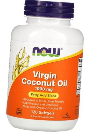 Кокосове масло now virgin coconut oil 1000 mg 120 капс гел