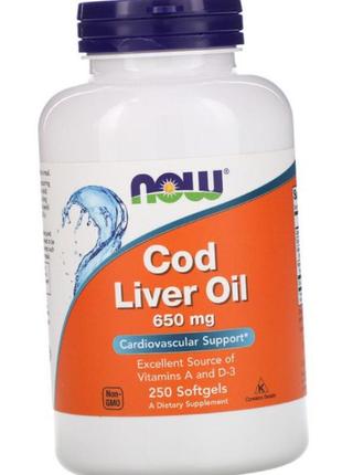 Масло печінки тріски now cod liver oil 250 гел капс жирні кислоти5 фото