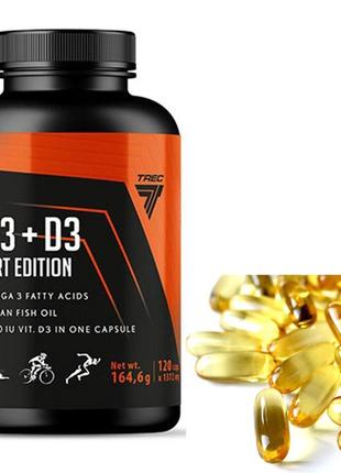 Omega 3 + витамін д3 trec nutrition sport edition 120 caps