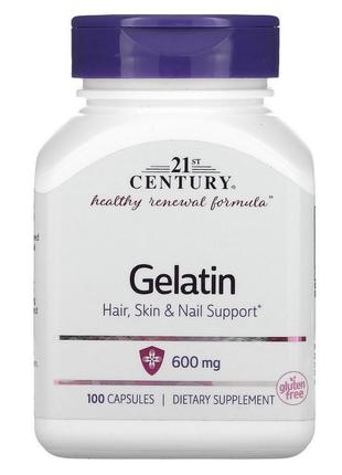 Желатин 21st century gelatin 600 mg 100 caps2 фото