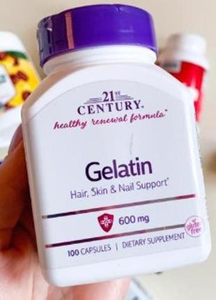 Желатин 21st century gelatin 600 mg 100 caps3 фото