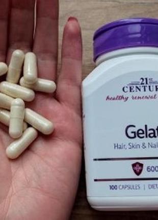 Желатин 21st century gelatin 600 mg 100 caps5 фото