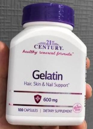 Желатин 21st century gelatin 600 mg 100 caps6 фото