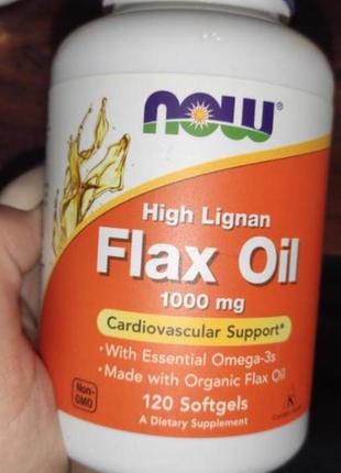 Лляне масло now foods flax oil 1000 mg high lignan 120 капсул