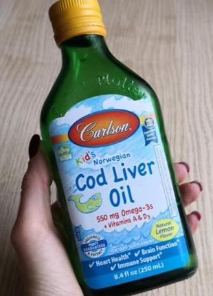 Омега 3 для дітей carlson labs cod liver oil mg 550 for kids 2...3 фото