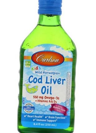 Омега 3 для дітей carlson labs cod liver oil mg 550 for kids 2...5 фото