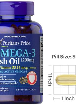 Омега-3 і вітаміни omega-3 fish oil 1200 mg plus vitamin d3 10...