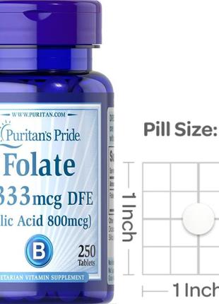 Фолієва кислота puritan's pride folic acid 800 mcg 250 таб