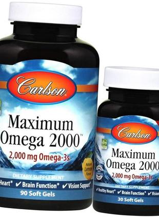 Омега 3 carlson labs maximum omega 2000 mg 90+30 soft gels nat...