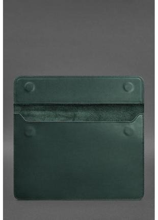 Шкіряний чохол-конверт на магнітах для macbook 14 зелений crazy horse3 фото