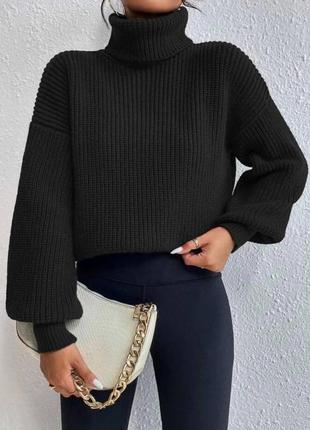 Женский свитер ангора вязка теплый удобный стильный осень зима под горло пудра, беж, черный1 фото