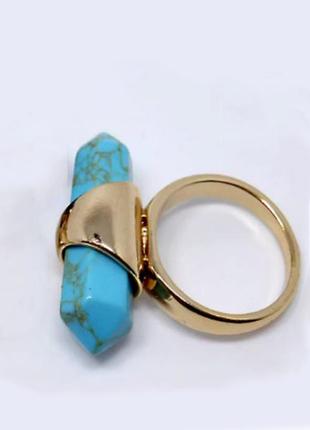 Кольцо с камнем дизайнерское бирюзовая бижутерия