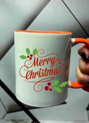 Чашка гуртка новорічна на подарунок merry christmas 330 мл