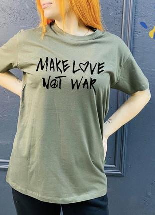 Футболка патріотична з принтом make love not war