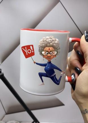 Чашка кухоль для бабушки супертак модна бабуся друкника йога2 фото