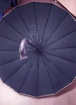 Зонт трость scotland темно синій на 16 спиць великий з ручкою2 фото