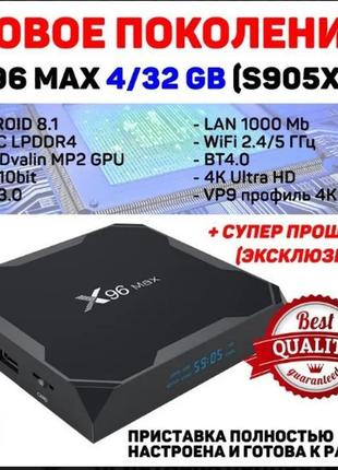 Смарт-тв-приставка x96 max 4/32 gb 4k. приставка для tv. тб-пр...