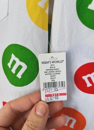 Белая хлопковая рубашка с принтом m&amp;m’s 💚❤️💙3 фото