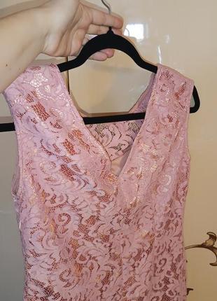 Платье розовое спинка легкий v вырез2 фото