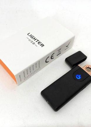 Електрозапальничка usb zgp abs, сенсорна електрична запальничка спіральна. колір чорний