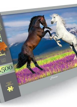 Пазл картонний коня на лузі коня упряжка вільний 1500 елементів класичний пазл 68х47,5 см danko toys