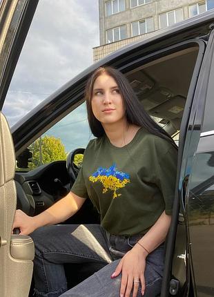 Футболка оверсайз хакі карта україни
