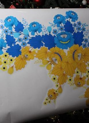 Інтер'єрна наліпка на стену карта україни квіти