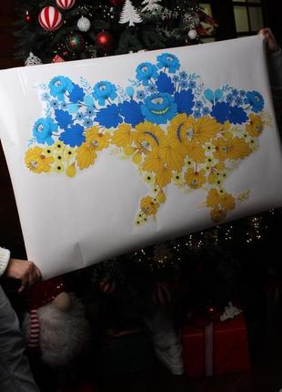 Інтер'єрна наліпка на стену карта україни квіти2 фото