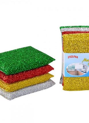 Набір губок блискучих 4 шт "master cleaner", 12*8,5*1,5 см