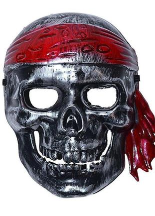 Карнавальна маска череп корсар срібло