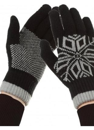 Рукавиці armorstandart touch gloves snowflake з орнаментом bla...