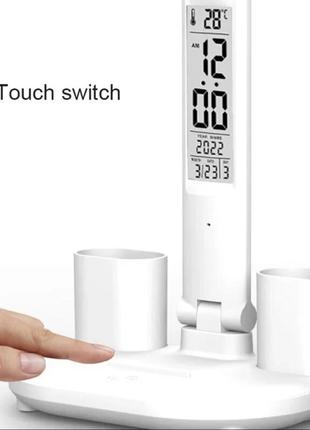 Лампа led настільна, на акумуляторі (годинник,календар,термометр)