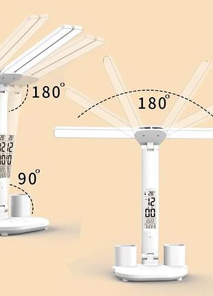 Лампа led настільна, на акумуляторі (годинник,календар,термометр)