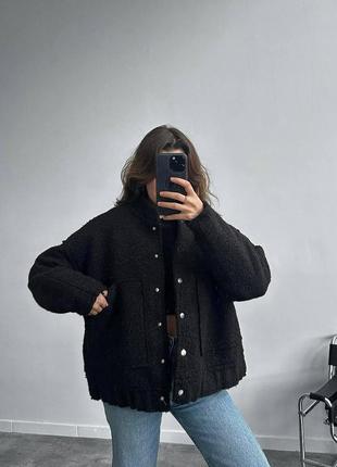 Бомбер женский кашемир базовый спортивный молодёжный куртка черный, молочный